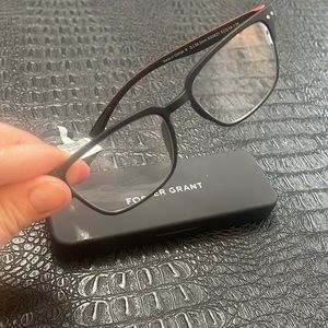 Foster Grant Eye Glasses 1.00 Black Square & Red Edge Frame for Reading Glasses